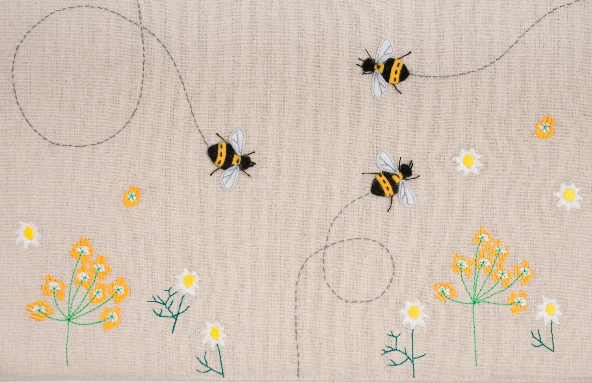 Large Project Case | Hobby Gift | Appliqué Linen Bee