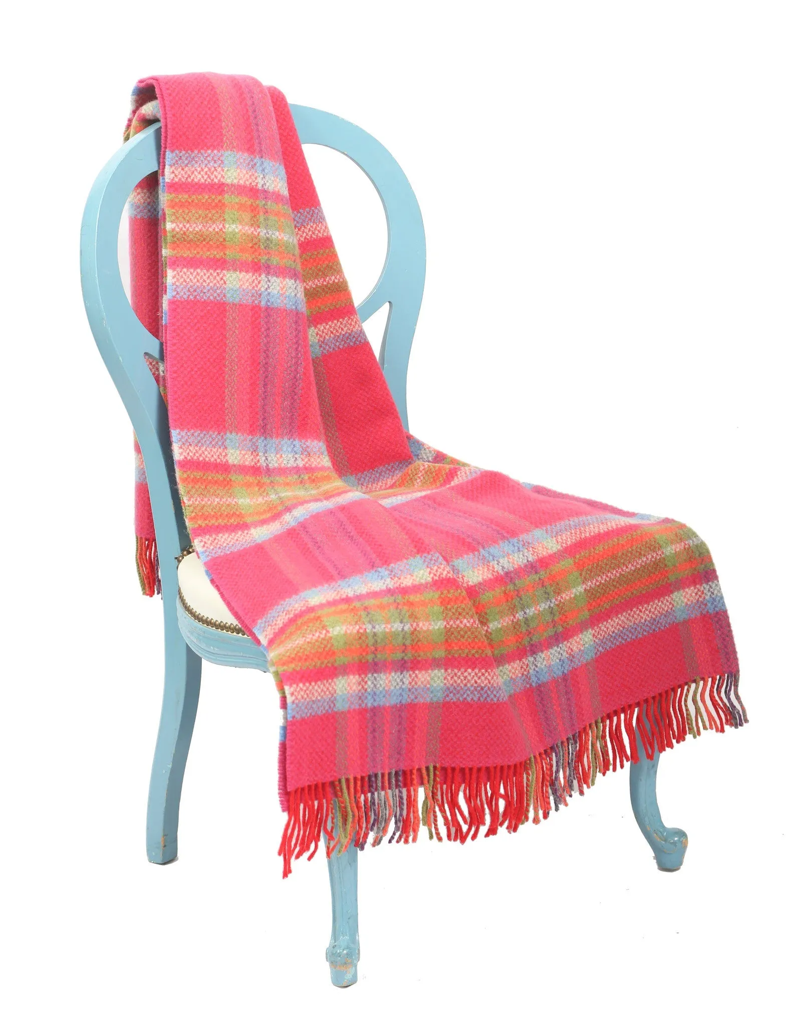 Large Wool Throw Blanket / Pink Multi