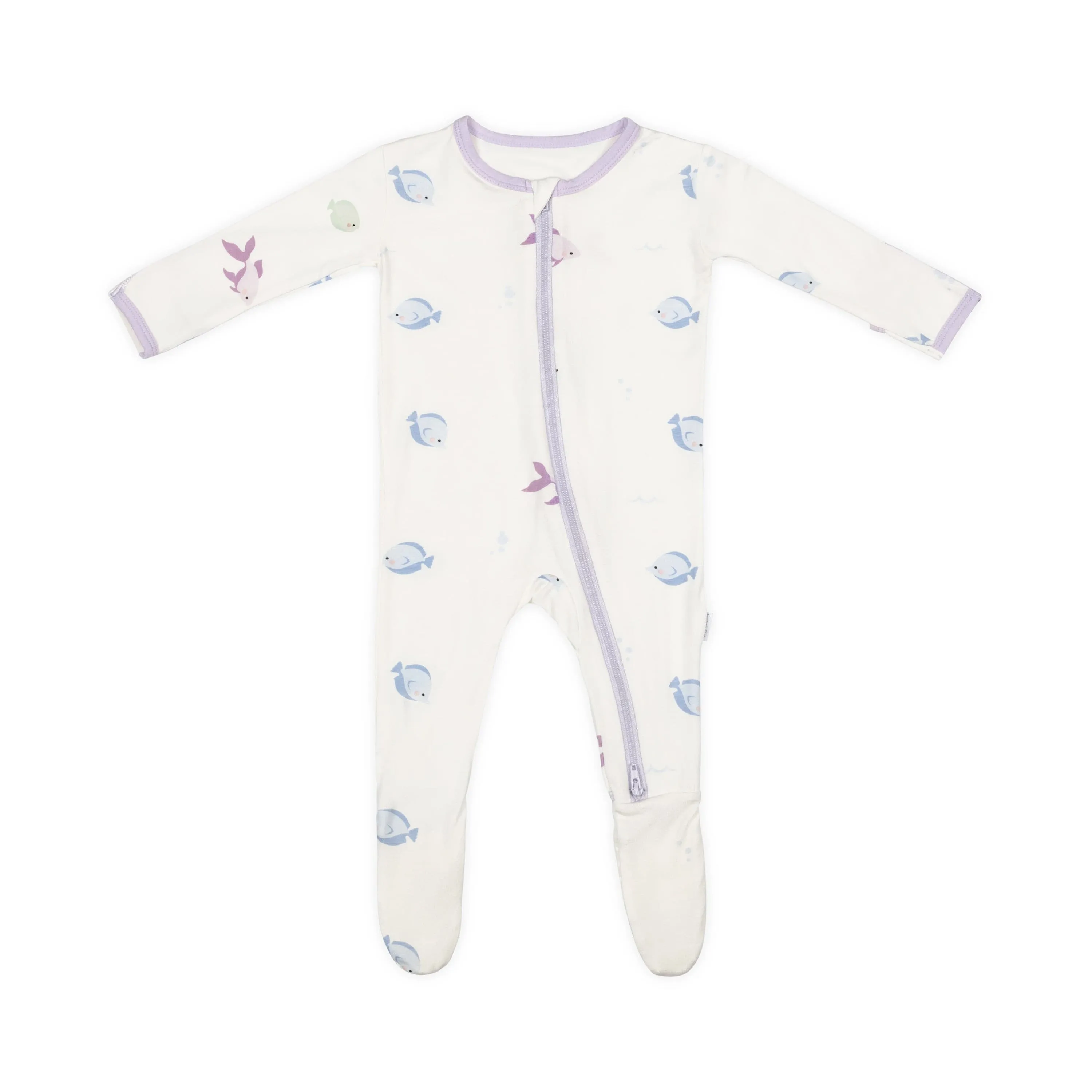 Lavender Fish Zippered Footie