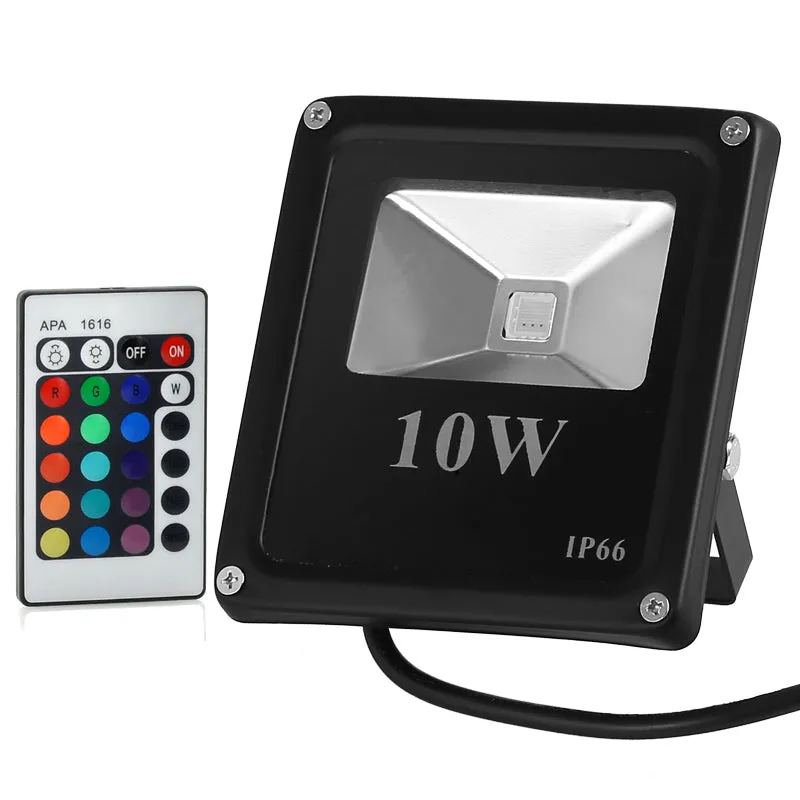 LED Flood Light - 10W, Waterproof, Outdoor Use, Multicolor, Remote Control
