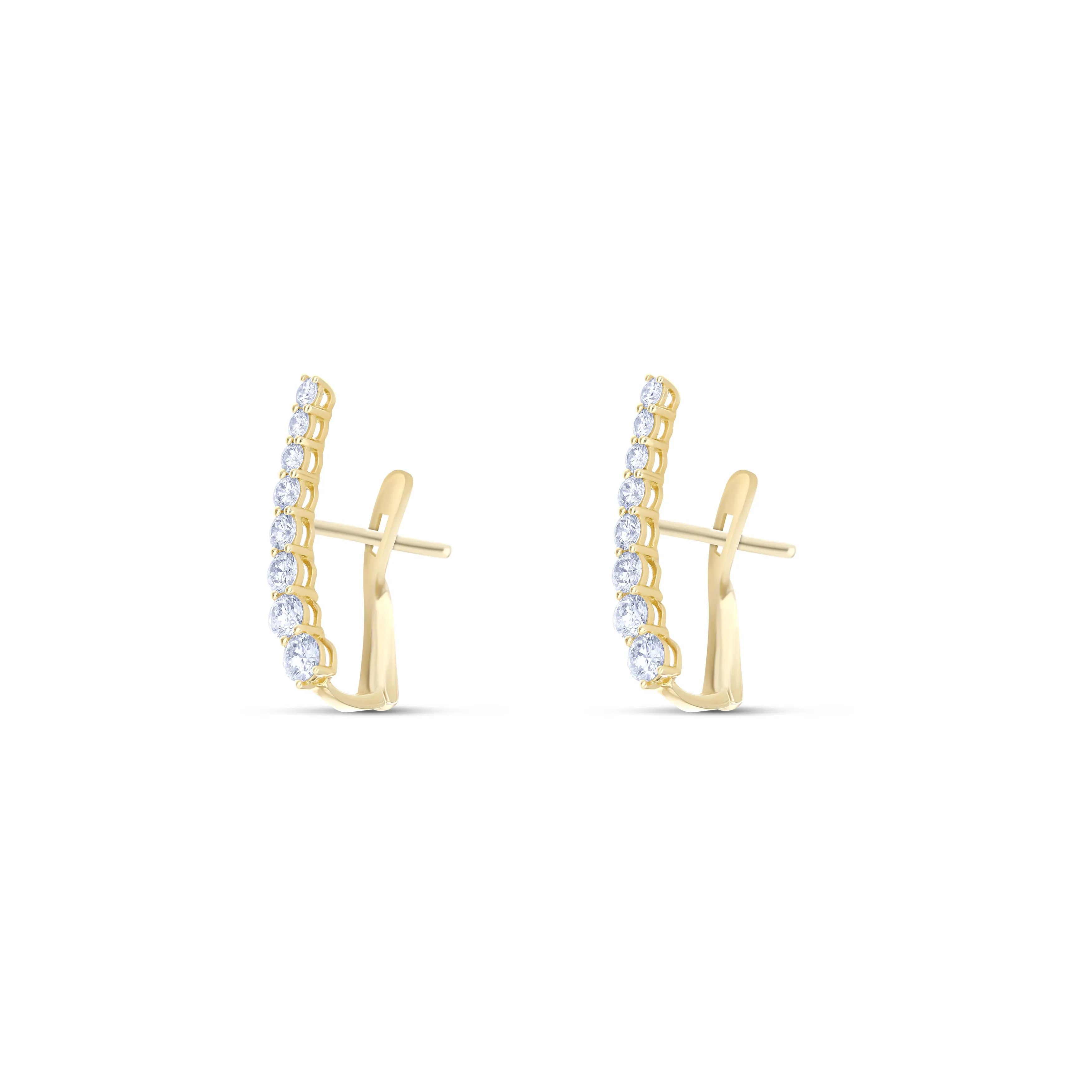 Leo Pizzo 18K Yellow Gold 8 Diamond Graduating Ear Climbers 