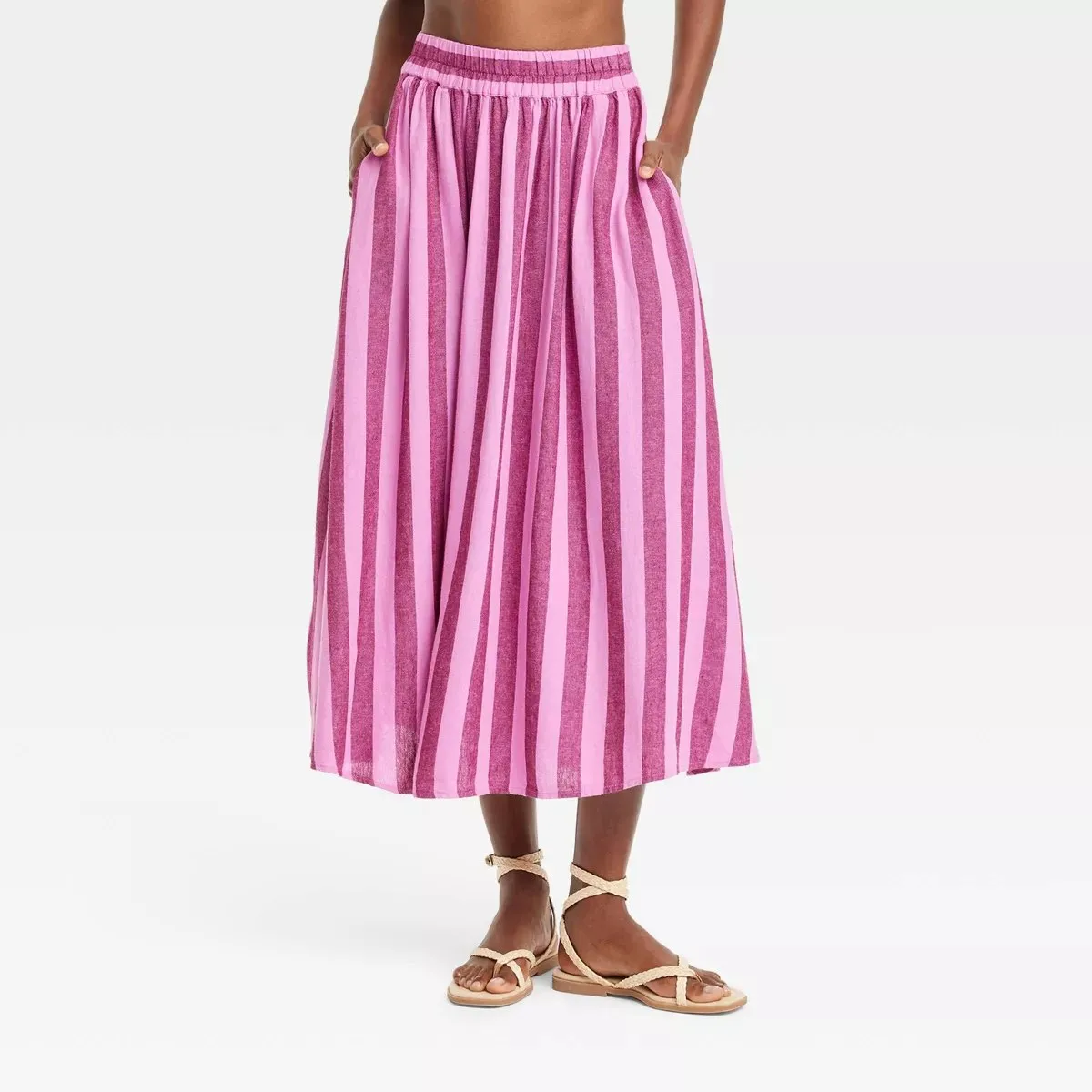 Linen midi picnic skirt