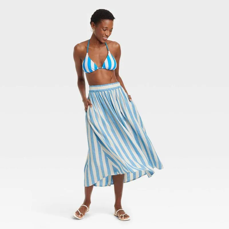Linen midi picnic skirt