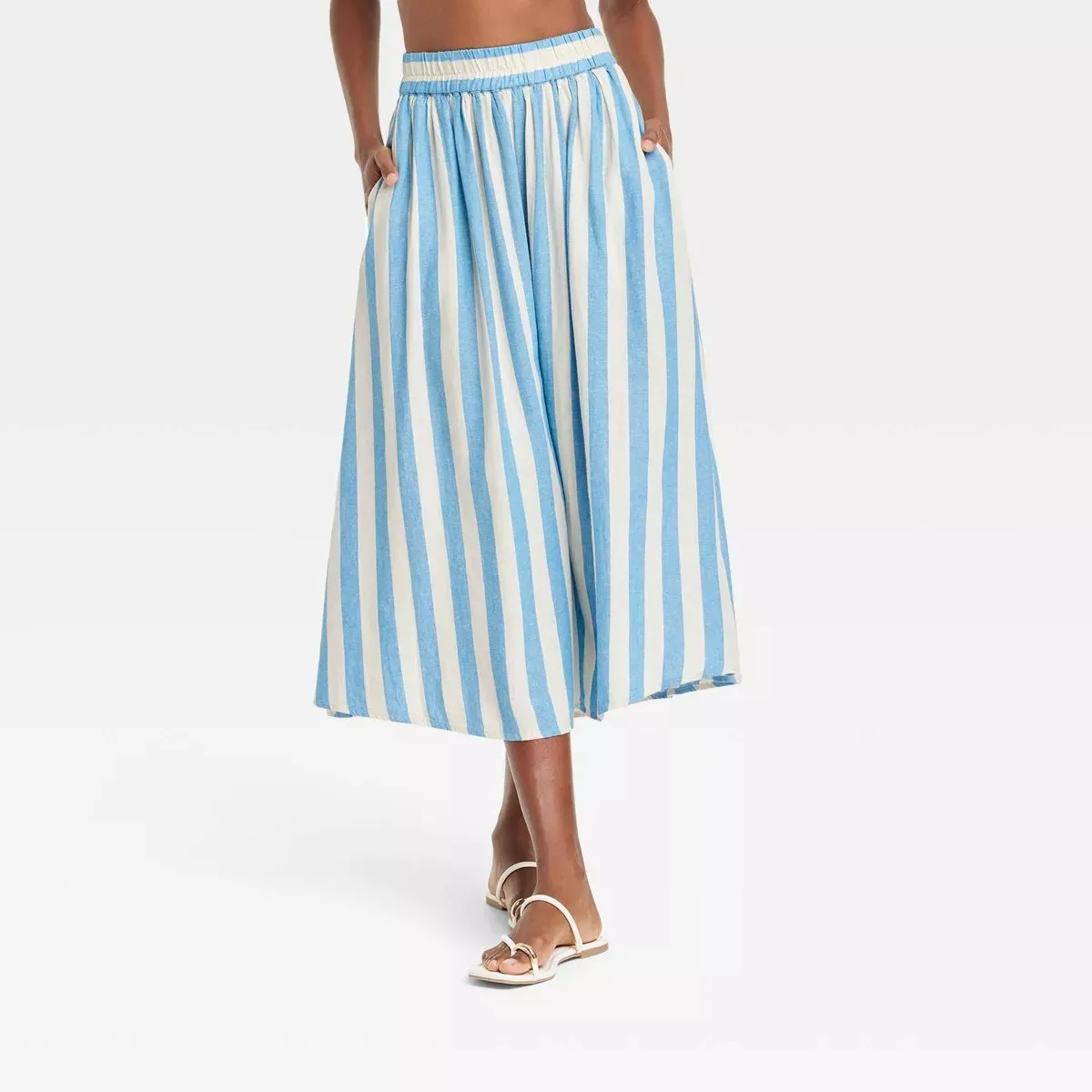 Linen midi picnic skirt
