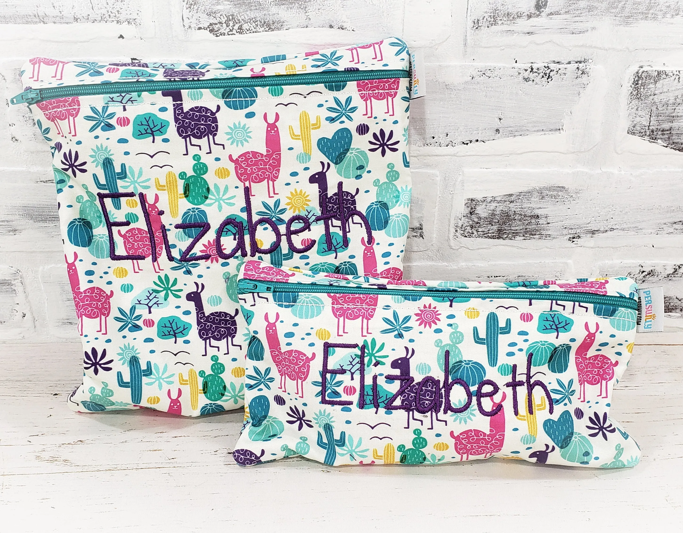 Llamas and Cacti Personalized Reusable Food Bag