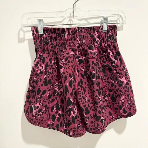 Lululemon Track That Mid-Rise Lined Short 5” Cheetah Camo Magenta Purple Multi