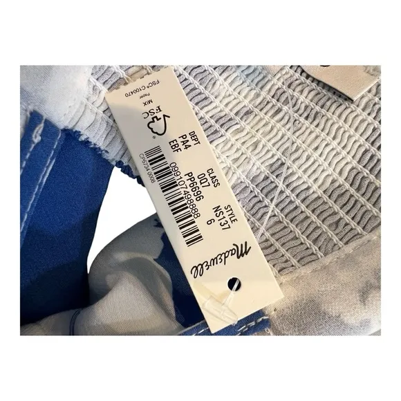 Madewell Tank Midi Dress in Floral - Blue White Silky Open Back Maxi Dress NS137
