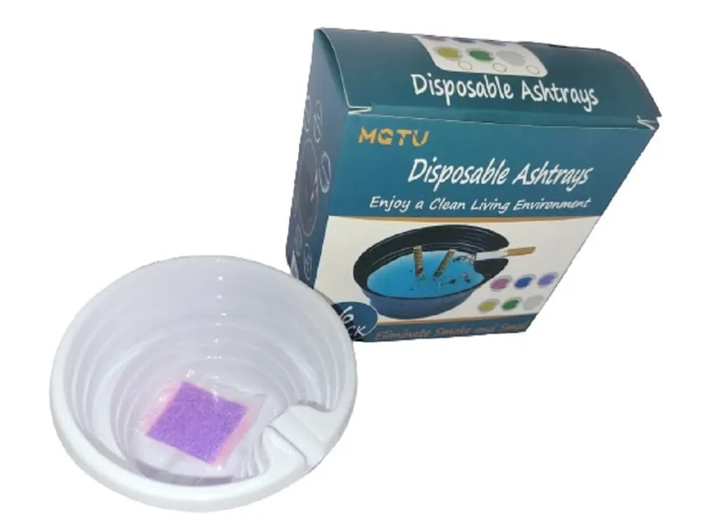 Maharaj Mall Fast Cigarette Extinguishing 6pcs Disposable Ashtrays for Cigarettes with Ash Absorbing Balm Reduce Ash Raising