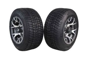 MASSFX SL 205/50-10 F/R Golf Cart Tire, PIT VIPER Grey Wheels 10x7 4/101.6 2pk