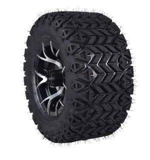 MASSFX SL 20x1010 Front/Rear Golf Cart Tire, PIT VIPER Black Wheel 10x7 4/101.6