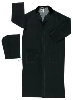MCR Safety Classic Plus Rider Rain Coat, 0.35 mm PVC/Polyester, Black, 60 in 5X-Large, 267CX5