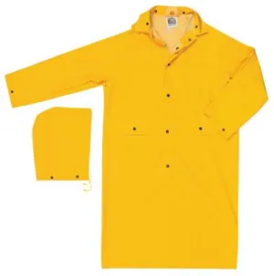 MCR Safety Classic Rain Coat, Detachable Hood, 0.35 mm PVC/Polyester, Yellow, 49 in Small, 200CS