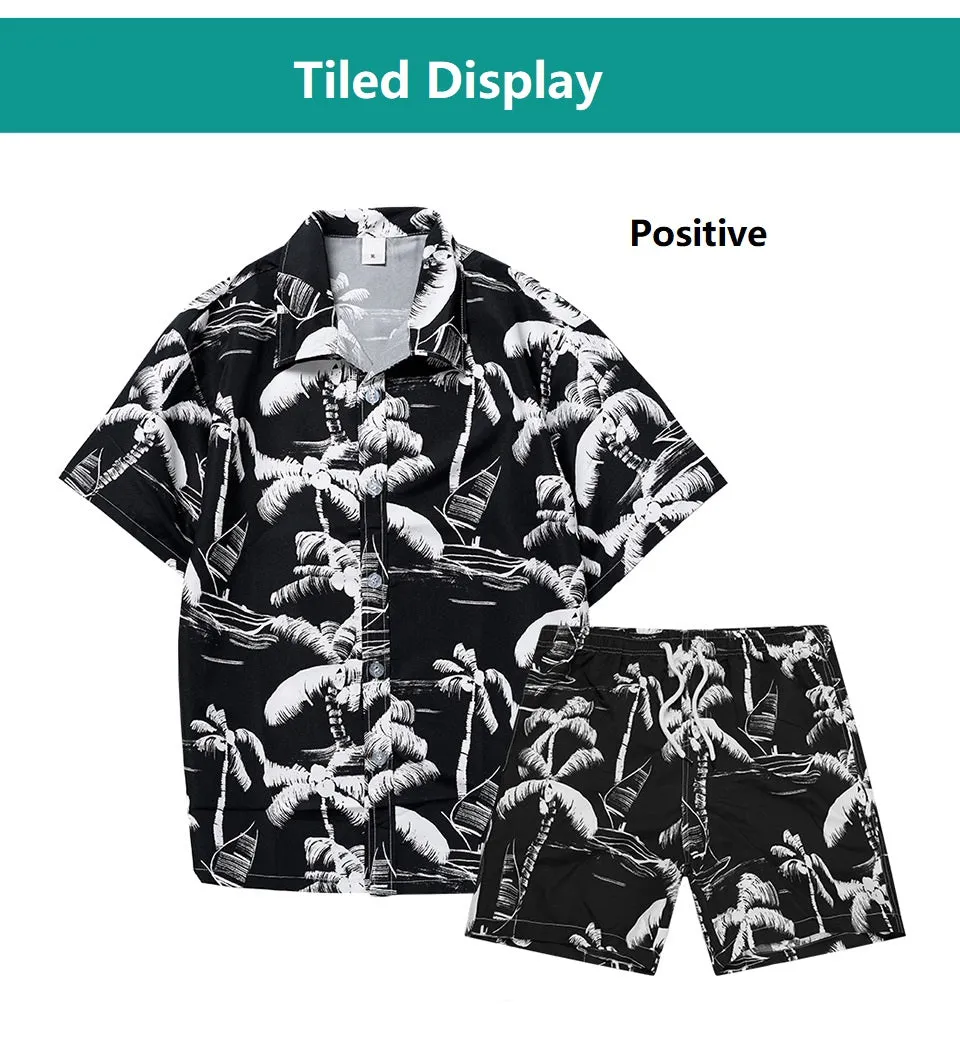 Men's Hawaiian Beach Shirts and Shorts Suit