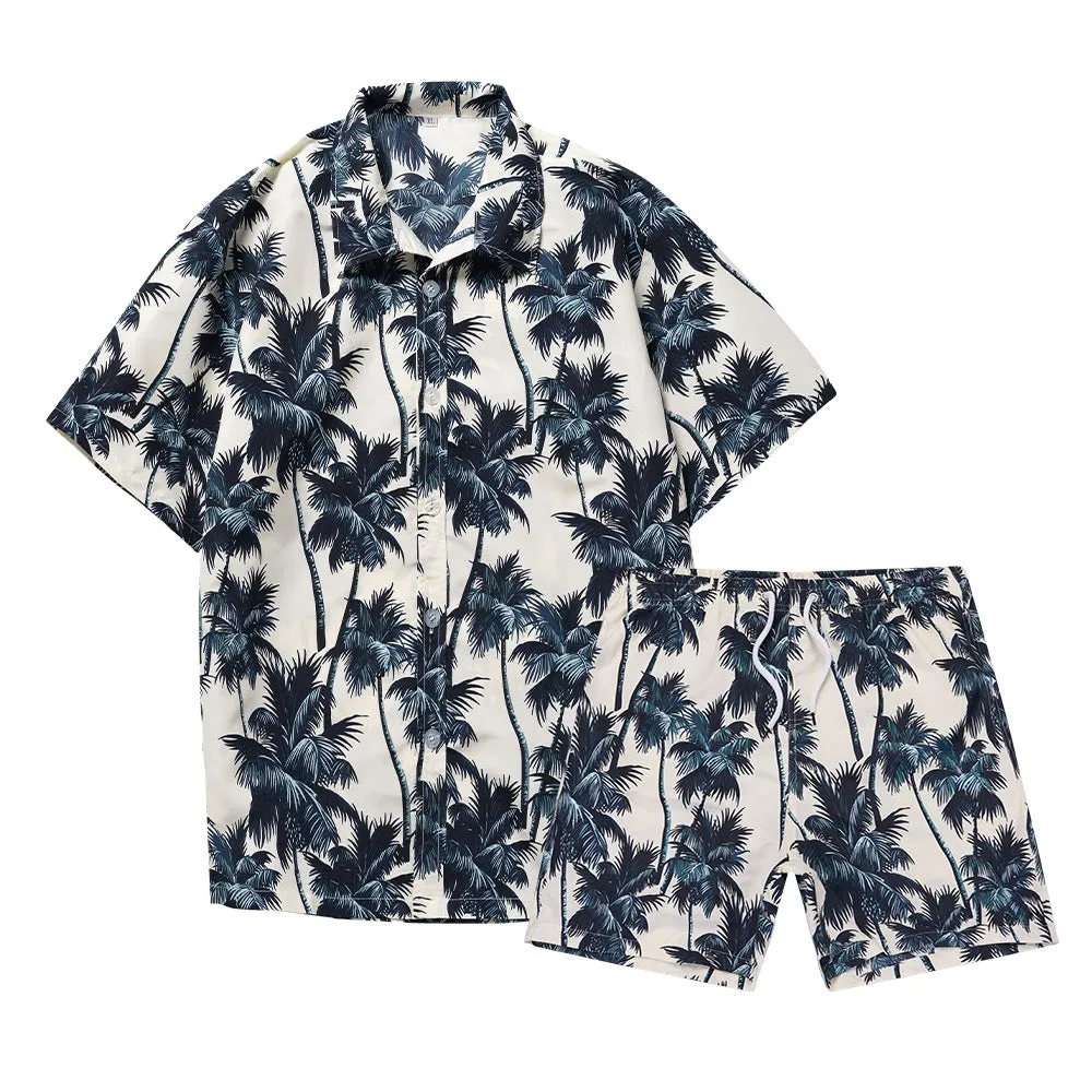 Men's Hawaiian Beach Shirts and Shorts Suit