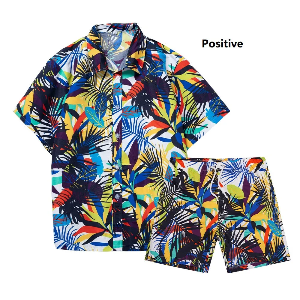 Men's Hawaiian Beach Shirts and Shorts Suit
