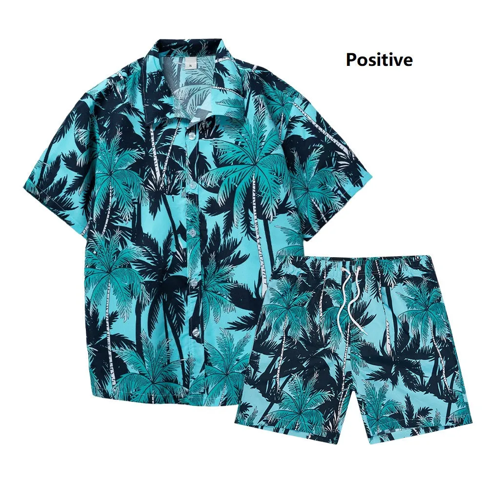 Men's Hawaiian Beach Shirts and Shorts Suit