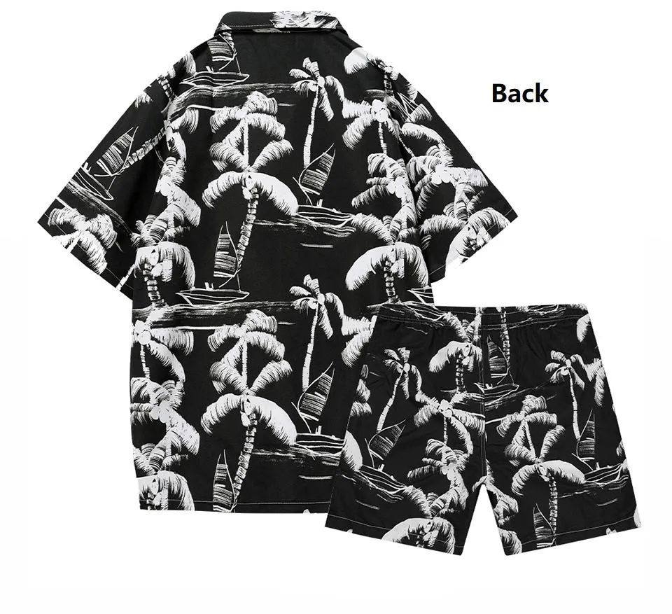 Men's Hawaiian Beach Shirts and Shorts Suit