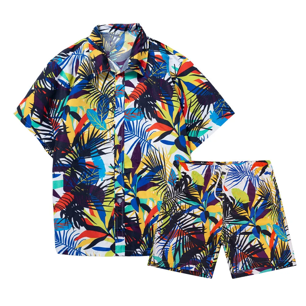 Men's Hawaiian Beach Shirts and Shorts Suit
