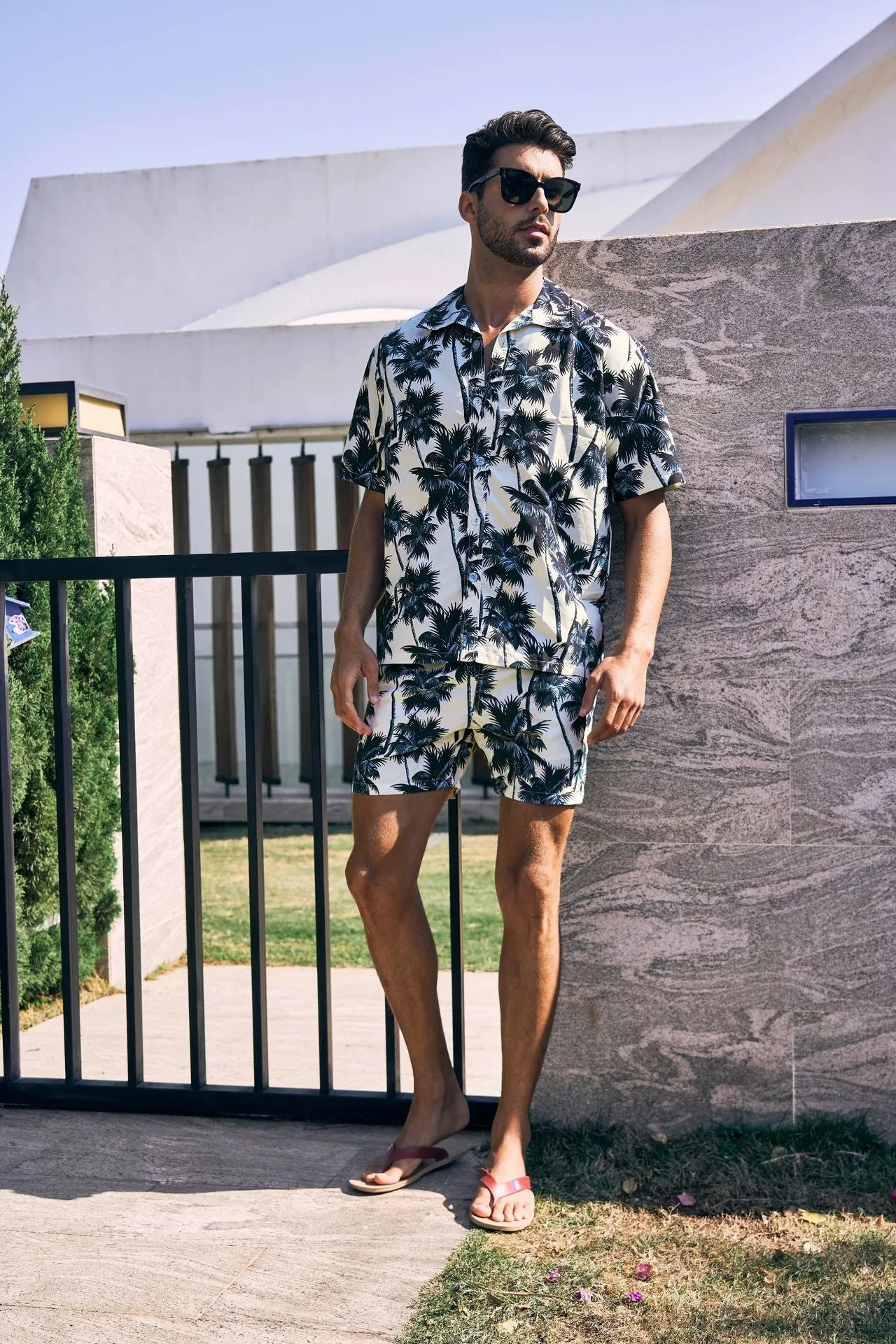 Men's Hawaiian Beach Shirts and Shorts Suit