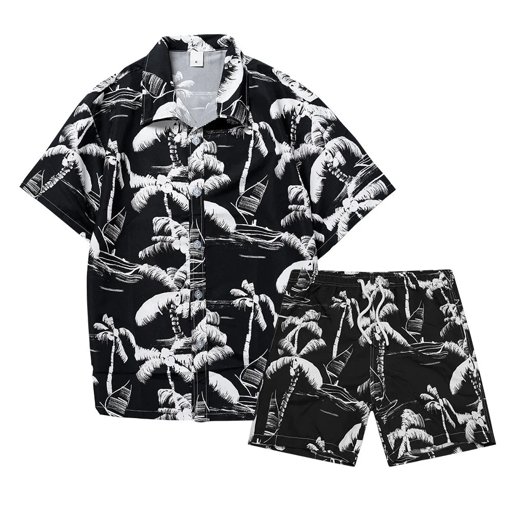 Men's Hawaiian Beach Shirts and Shorts Suit