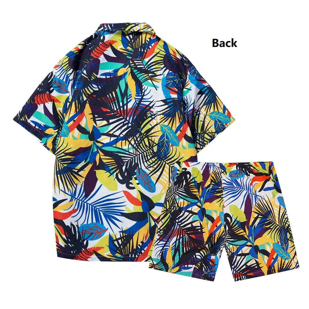 Men's Hawaiian Beach Shirts and Shorts Suit