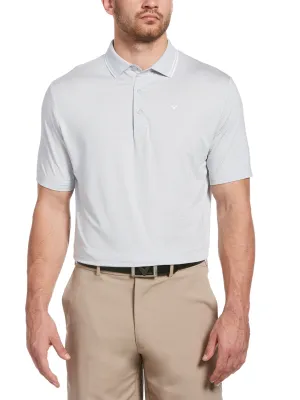 Mens Micro Stripe Polo with Tipped Collar