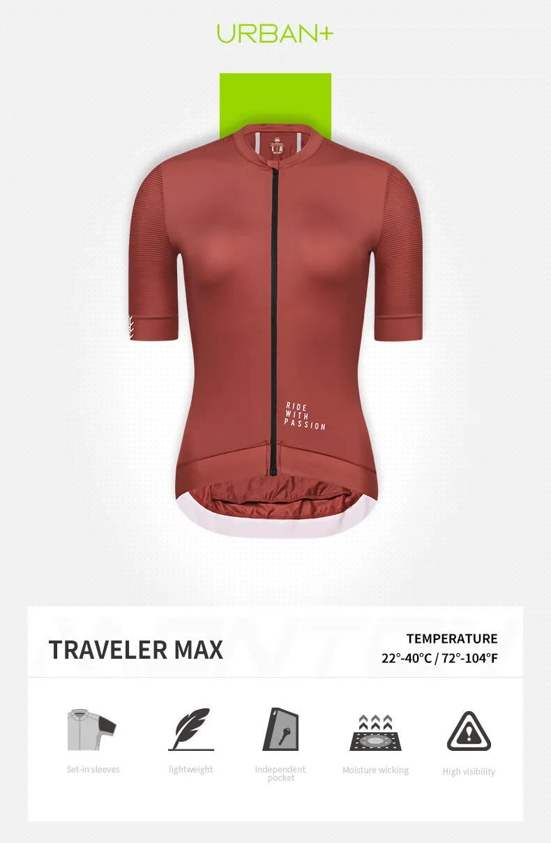 MENS SHORT SLEEVE CYCLING JERSEY URBAN TRAVELER MAX RED