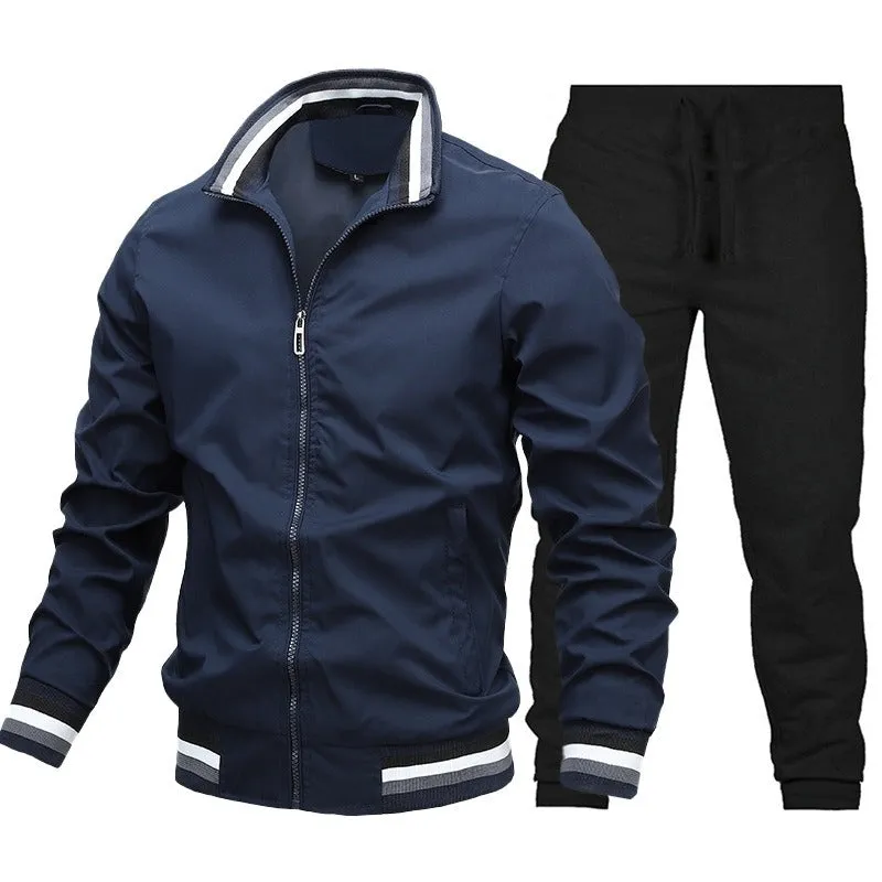 Men's Standard Collar Zippered Tracksuit