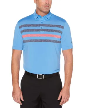 Mens Ventilated Space Dye Chest Stripe Polo