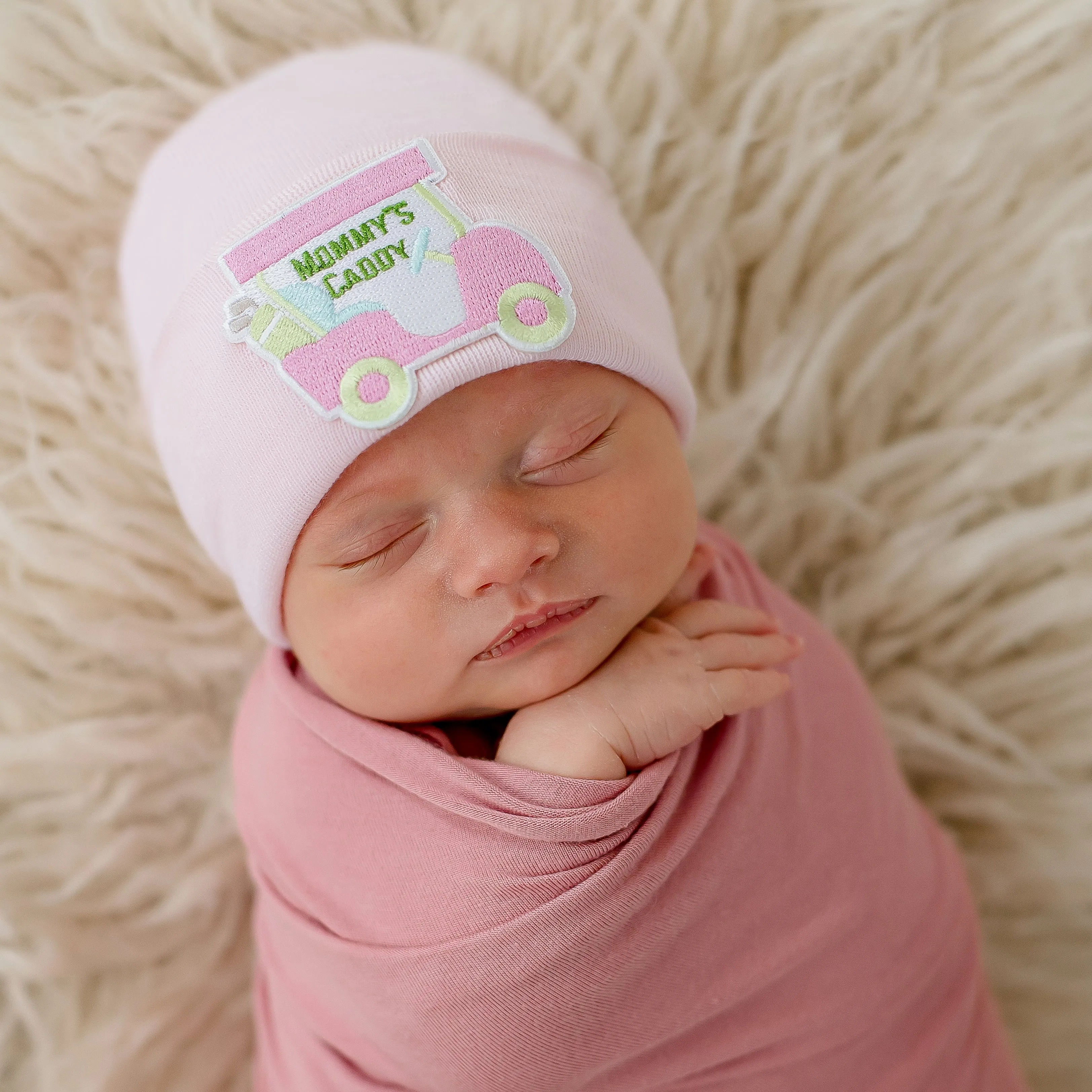 Mommy's Caddy Newborn Girl Hat - Mommy and Baby Golf Hat