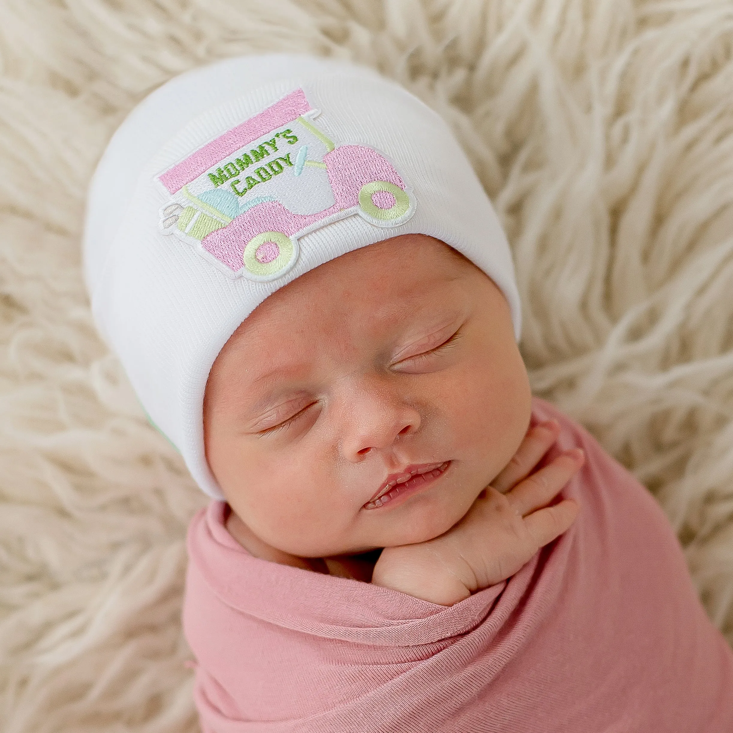 Mommy's Caddy Newborn Girl Hat - Mommy and Baby Golf Hat