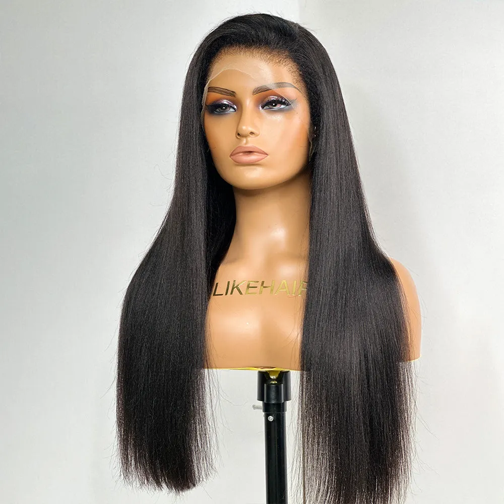 Natural Yaki HD Lace Frontal Ventilated Kinky Edges Wig