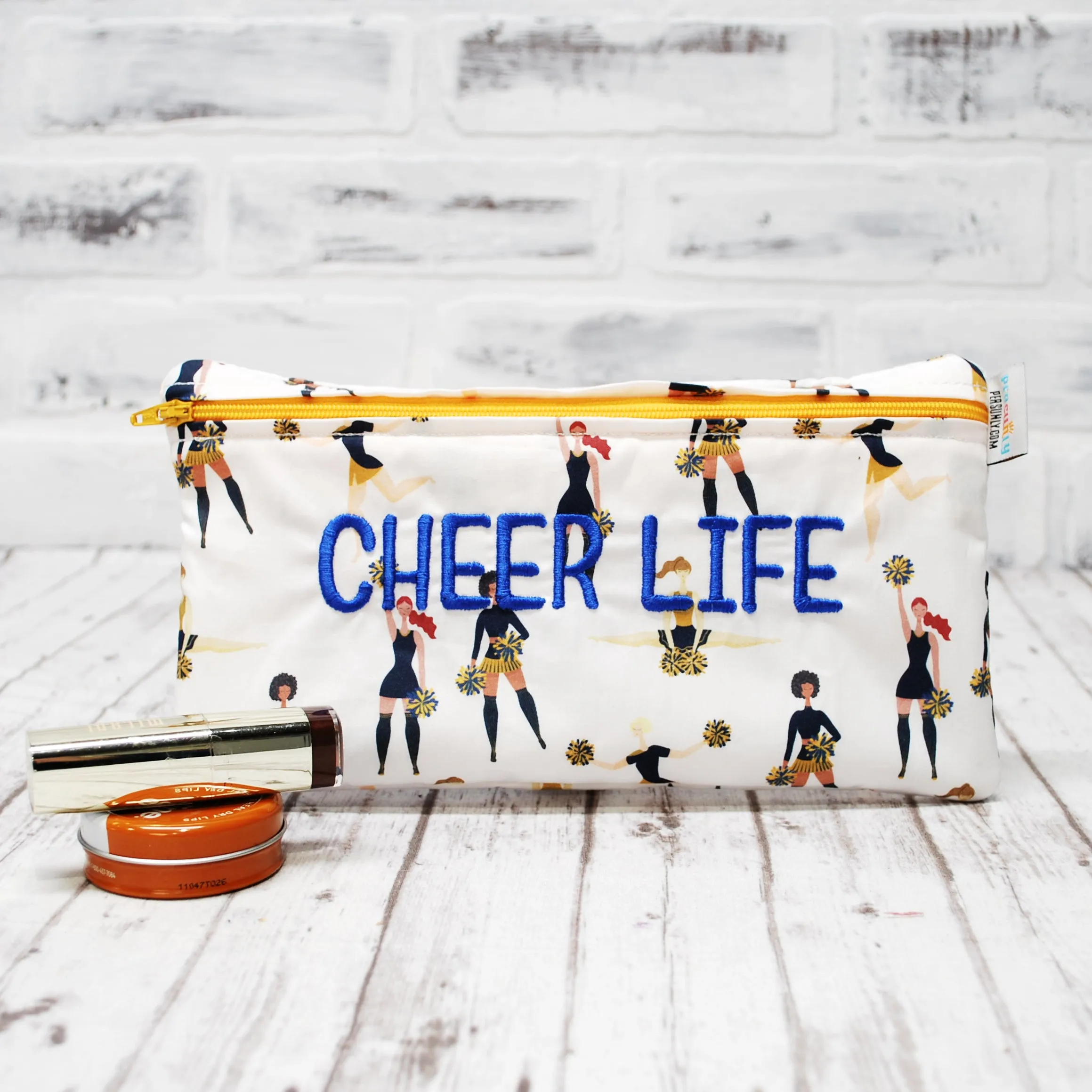 Navy and Gold Cheer Life Personalized Reusable Food Bag