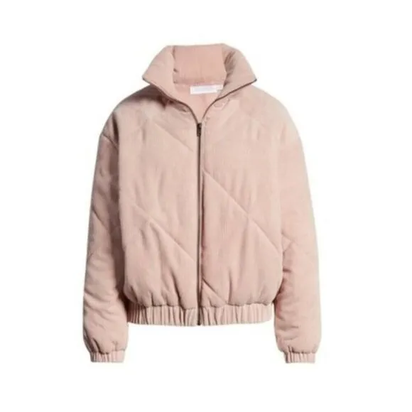 NEW All In Favor Quilted Corduroy Bomber Jacket in Dusty Pink Women's S