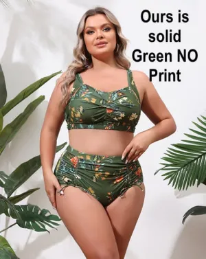NEW Retails $110 Hanna Nikole Women Plus Size 18 Two Piece Swimsuit Sets Twist Front Bikini Bathing Suit with Drawstring Ruched Bottom