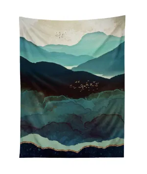 NEW Society6 SpaceFrogDesigns Indigo Mountains Tapestry, 50" x 60", Multi