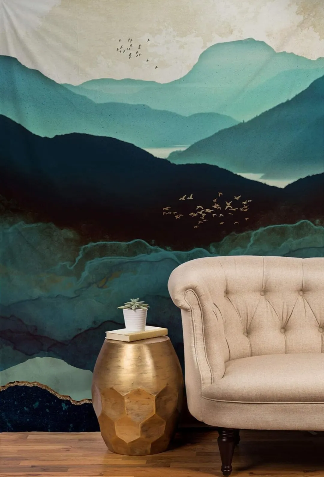 NEW Society6 SpaceFrogDesigns Indigo Mountains Tapestry, 50" x 60", Multi