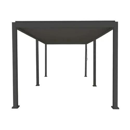 Nova Titan Aluminium Pergola 6m x 3m Rectangular with Glass sliding Doors - Grey