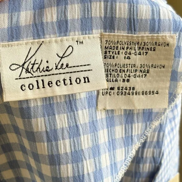 NWT VTG KATHIE LEE COLLECTION Tie Back Gingham Plaid Maxi Dress SZ 14