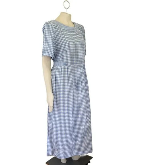 NWT VTG KATHIE LEE COLLECTION Tie Back Gingham Plaid Maxi Dress SZ 14