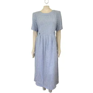 NWT VTG KATHIE LEE COLLECTION Tie Back Gingham Plaid Maxi Dress SZ 14
