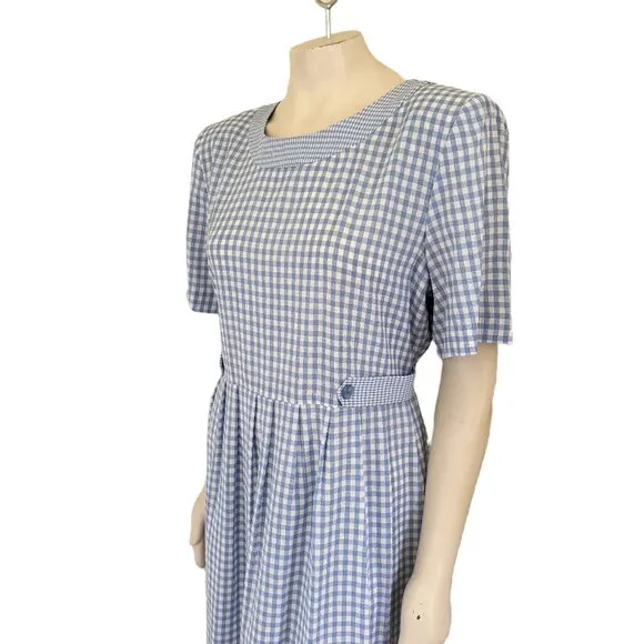 NWT VTG KATHIE LEE COLLECTION Tie Back Gingham Plaid Maxi Dress SZ 14