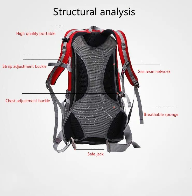 Outdoor bag waterproof nylon backpack camping hiking professional mountaineering bag 45L