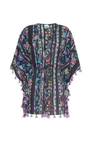 PAINTED PAISLEY DRAWSTRING CAFTAN