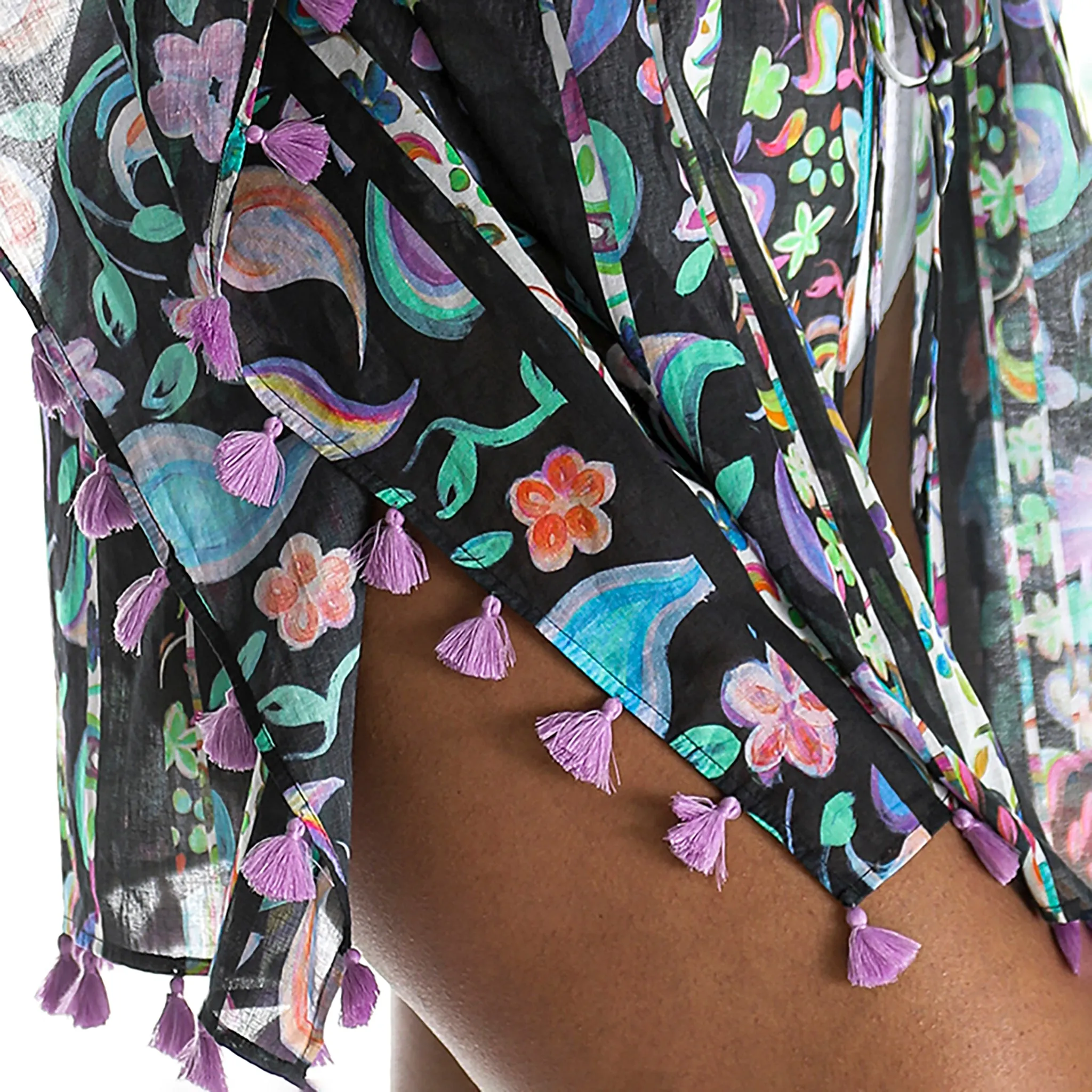 PAINTED PAISLEY DRAWSTRING CAFTAN