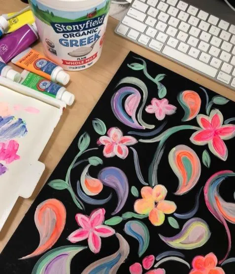 PAINTED PAISLEY DRAWSTRING CAFTAN