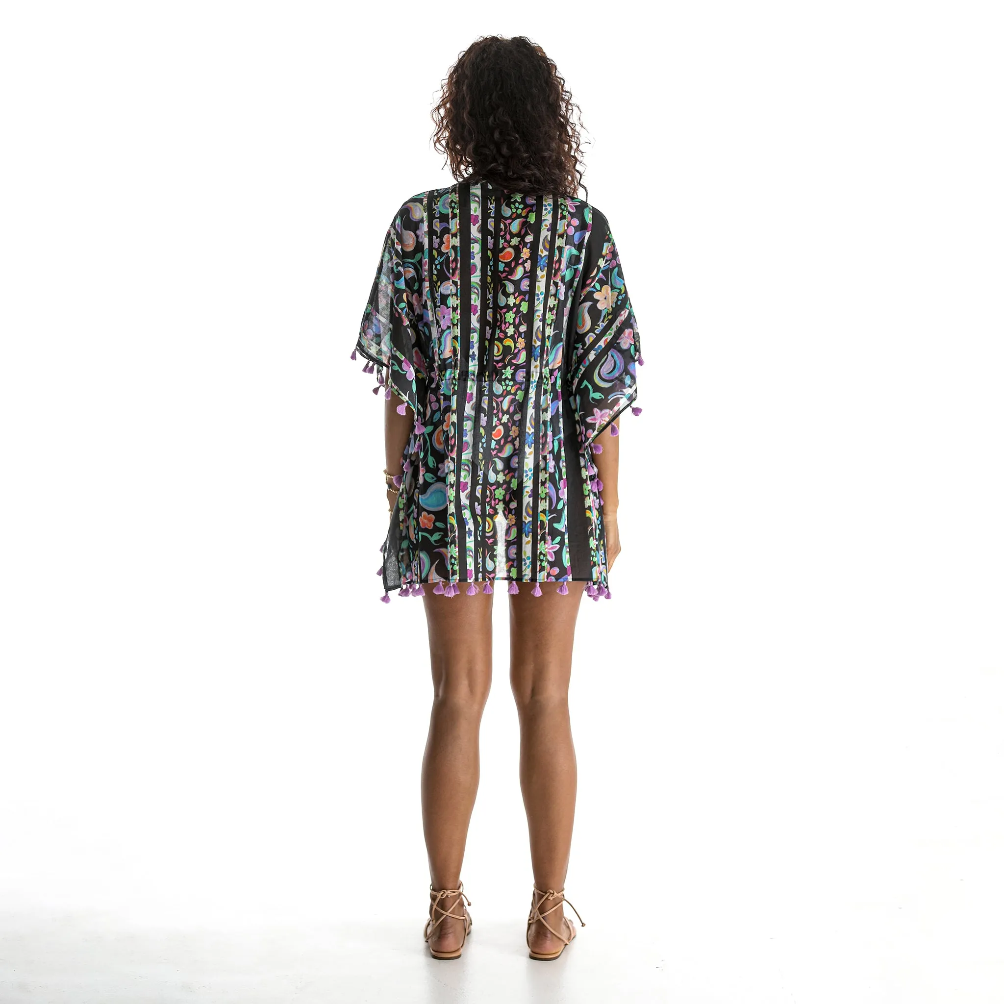 PAINTED PAISLEY DRAWSTRING CAFTAN