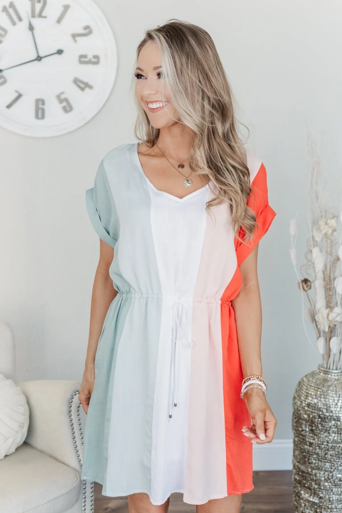 Party By The Pool Striped Dress- Multi-Color