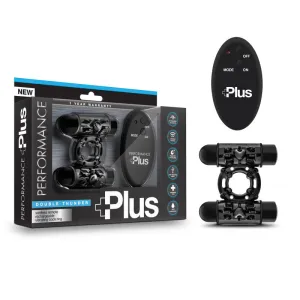 Performance Plus - Double Thunder - Wireless Remote Rechargeable Vibrating Cock Ring - Black