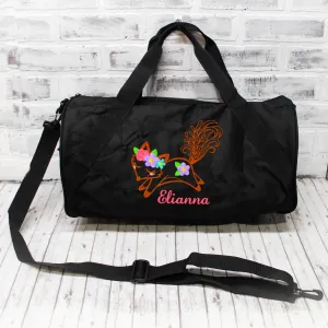 Personalized Floral Fox Duffle or Tote Bag